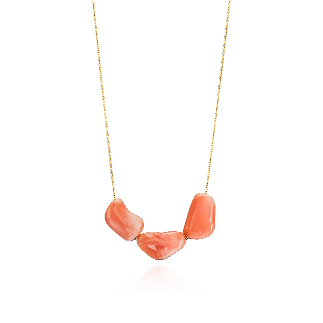 14Κ Gold Necklace with 3 Natural Corals