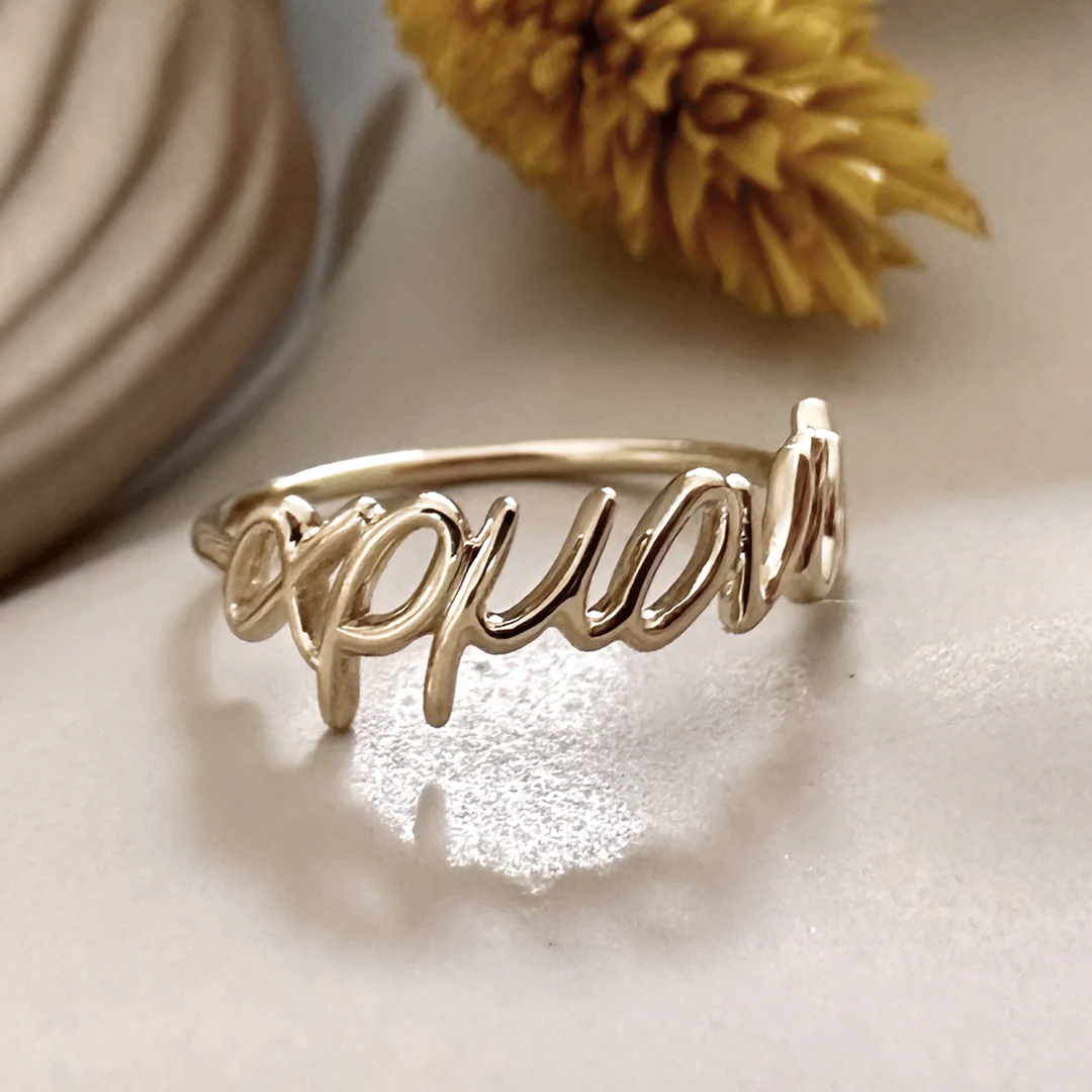 14K Gold “ευτυχία” Ring - Image 4