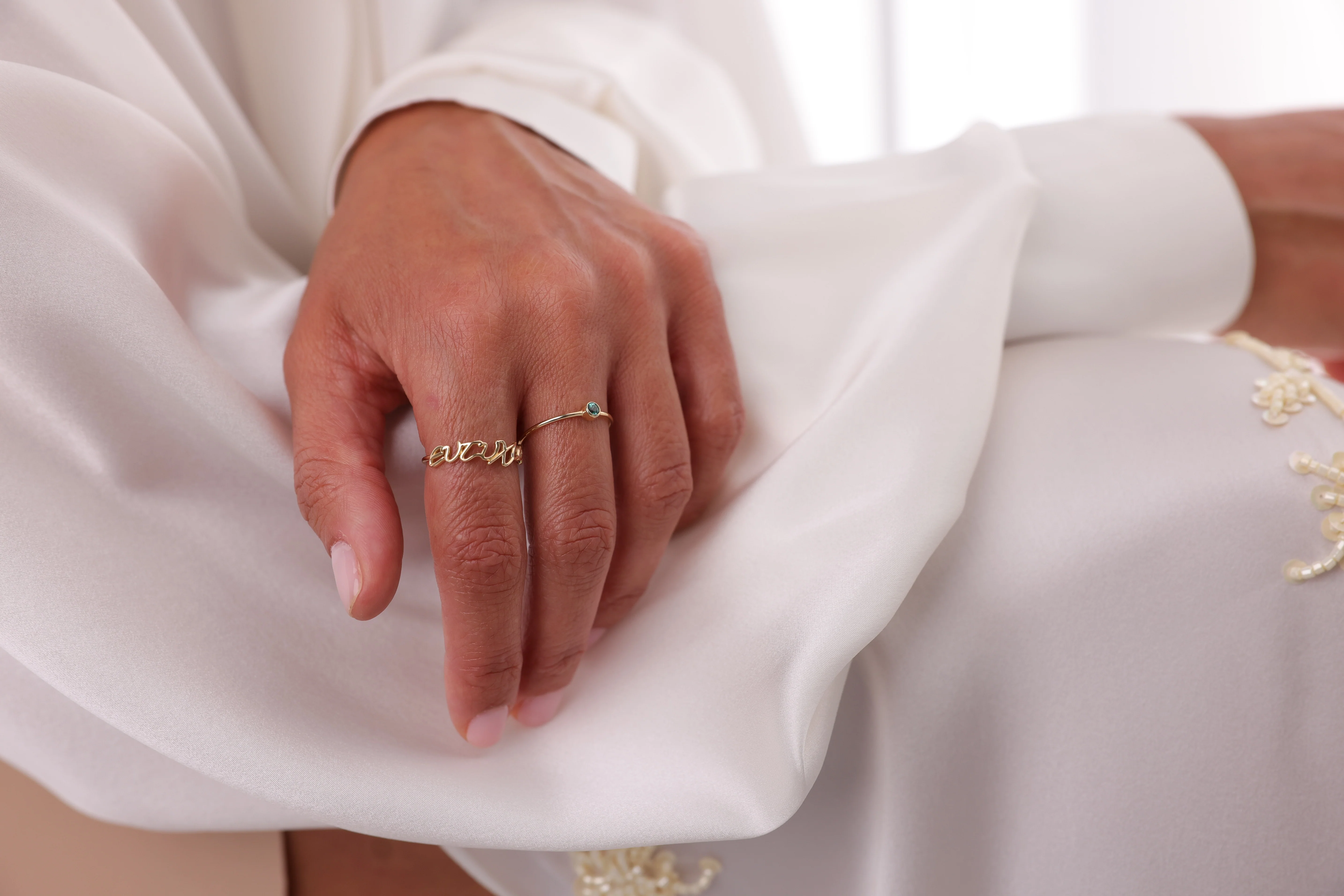 14K Gold “ευτυχία” Ring - Image 6
