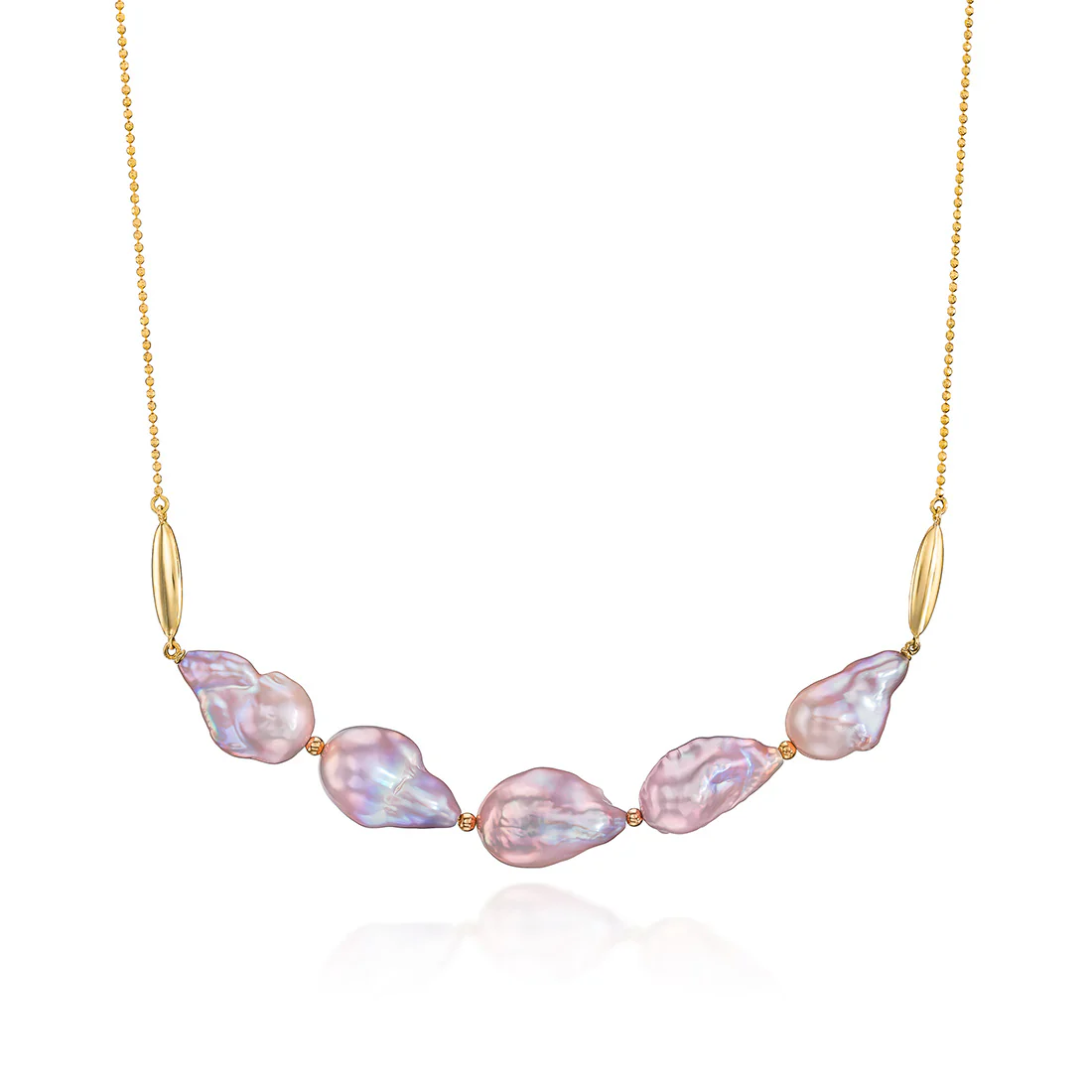14K Gold 5 Pinky-Grey Baroque Pearl Necklace