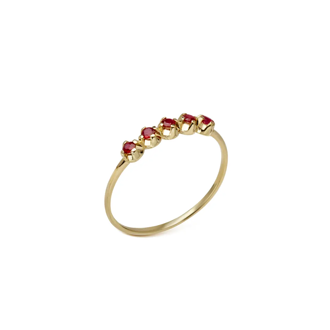 14K Gold 5 Rubies ring Band