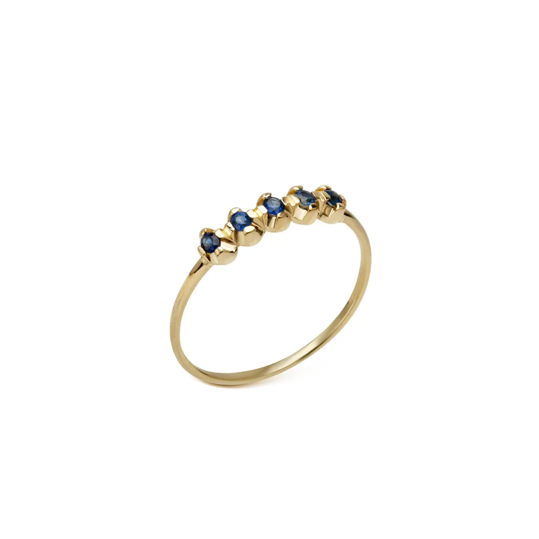 14K Gold 5 Sapphires ring Band