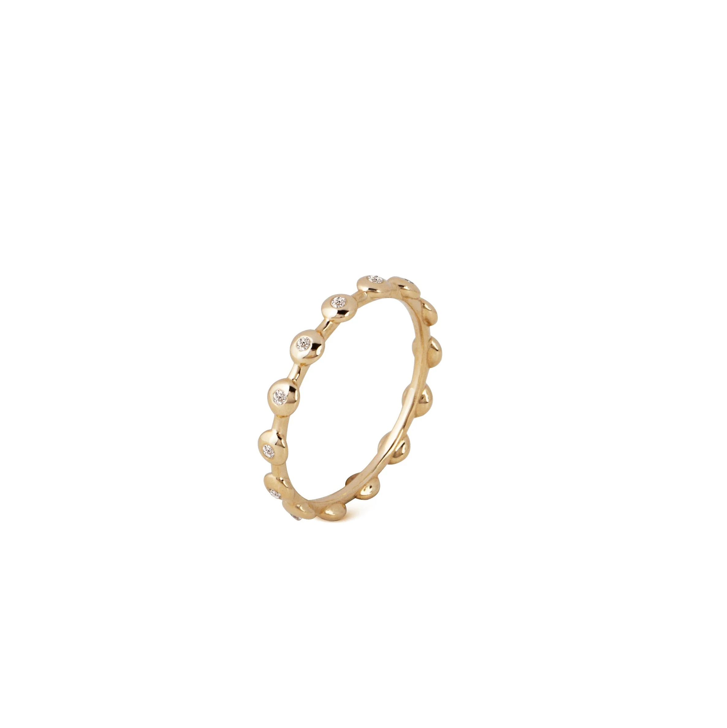 14K Gold all over small "Bubble" Diamonds Band Ring