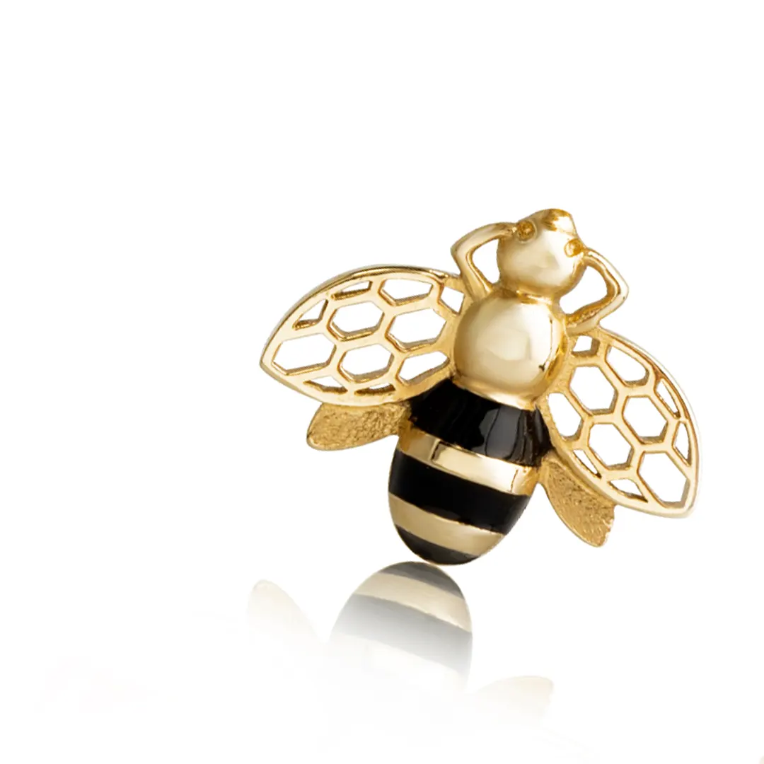 14k Gold Bee Earrings - Image 2