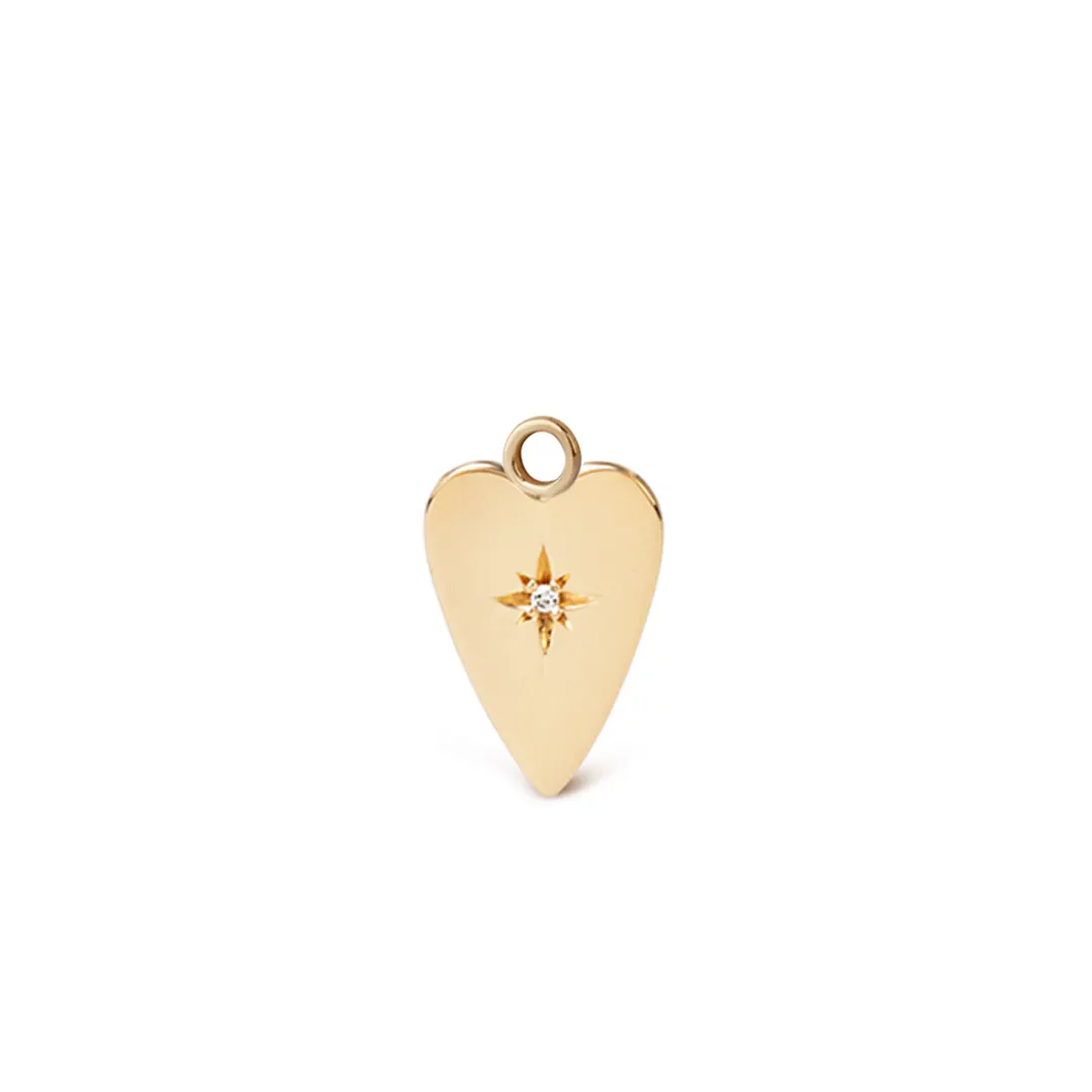 14K Gold Big Heart Diamond Star Element
