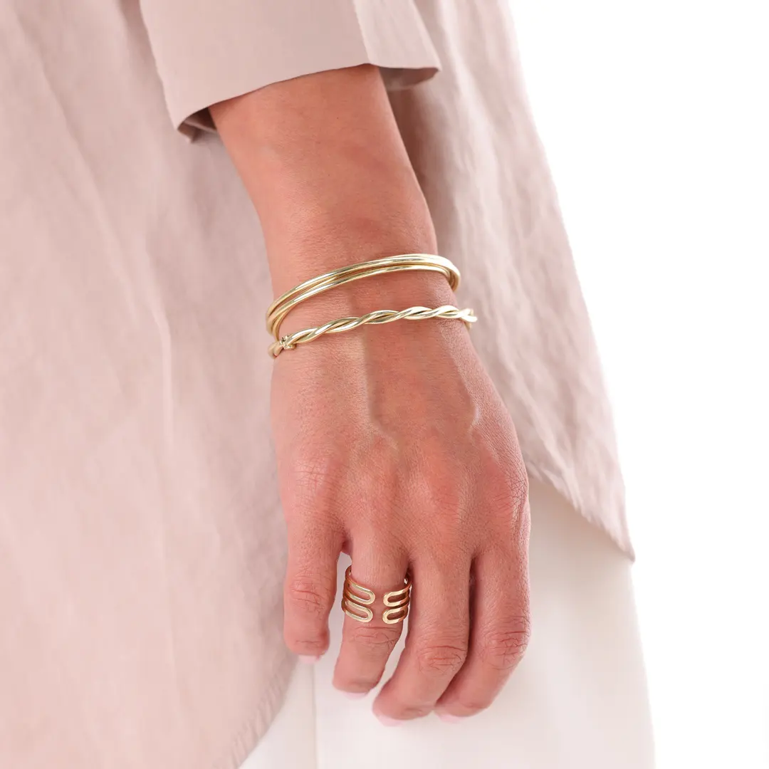 14K gold Braided Open Bracelet - Image 4