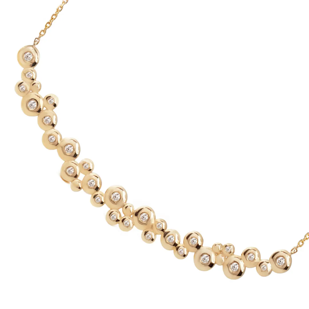 14K Gold "Bubble" Diamond Big Bar necklace - Image 2