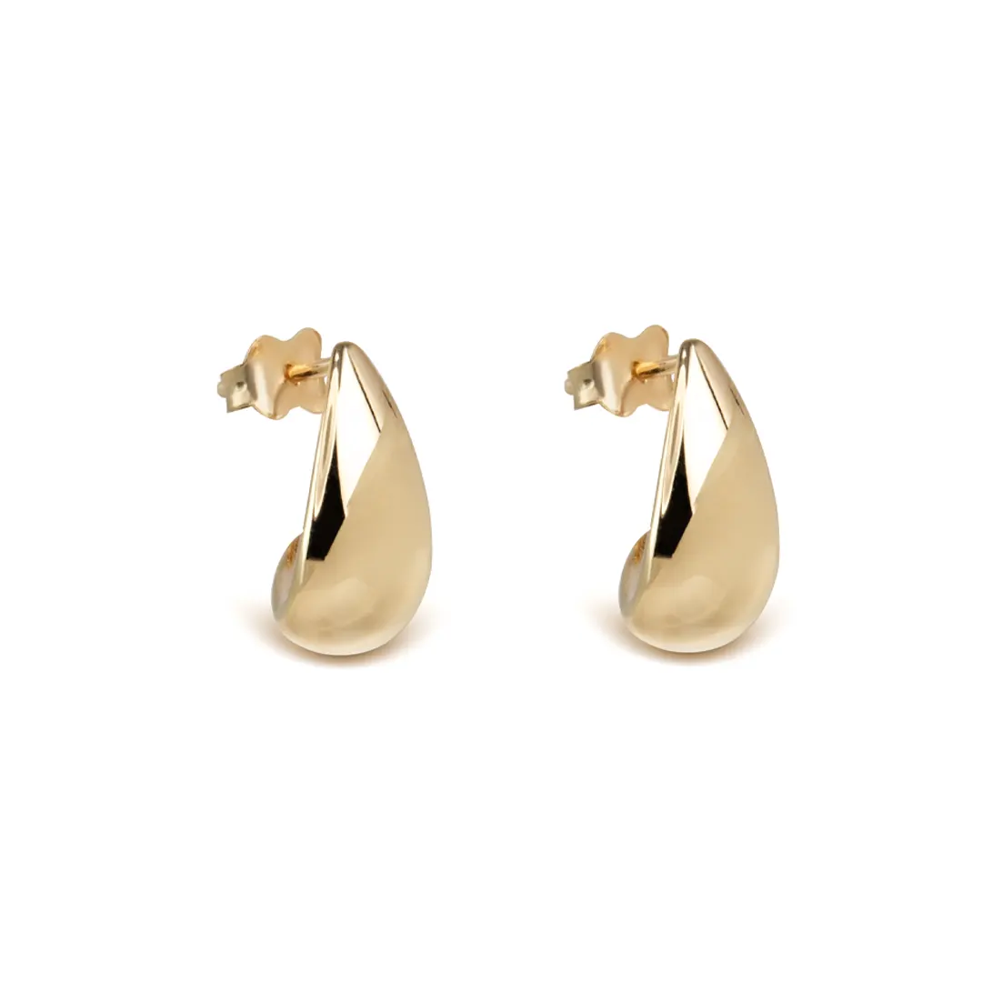 14K Gold drop thick stud earrings - Image 2