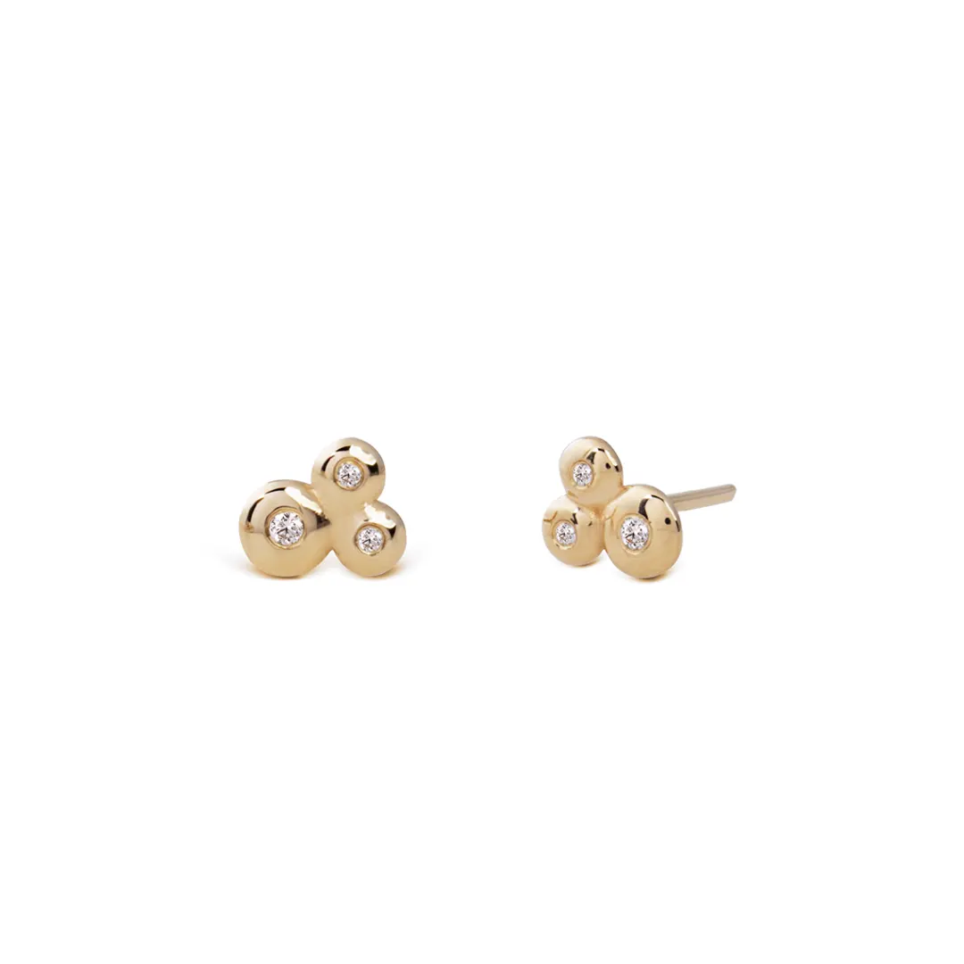 14K Gold Earrings with 3 "Bubble" Diamonds - Image 2