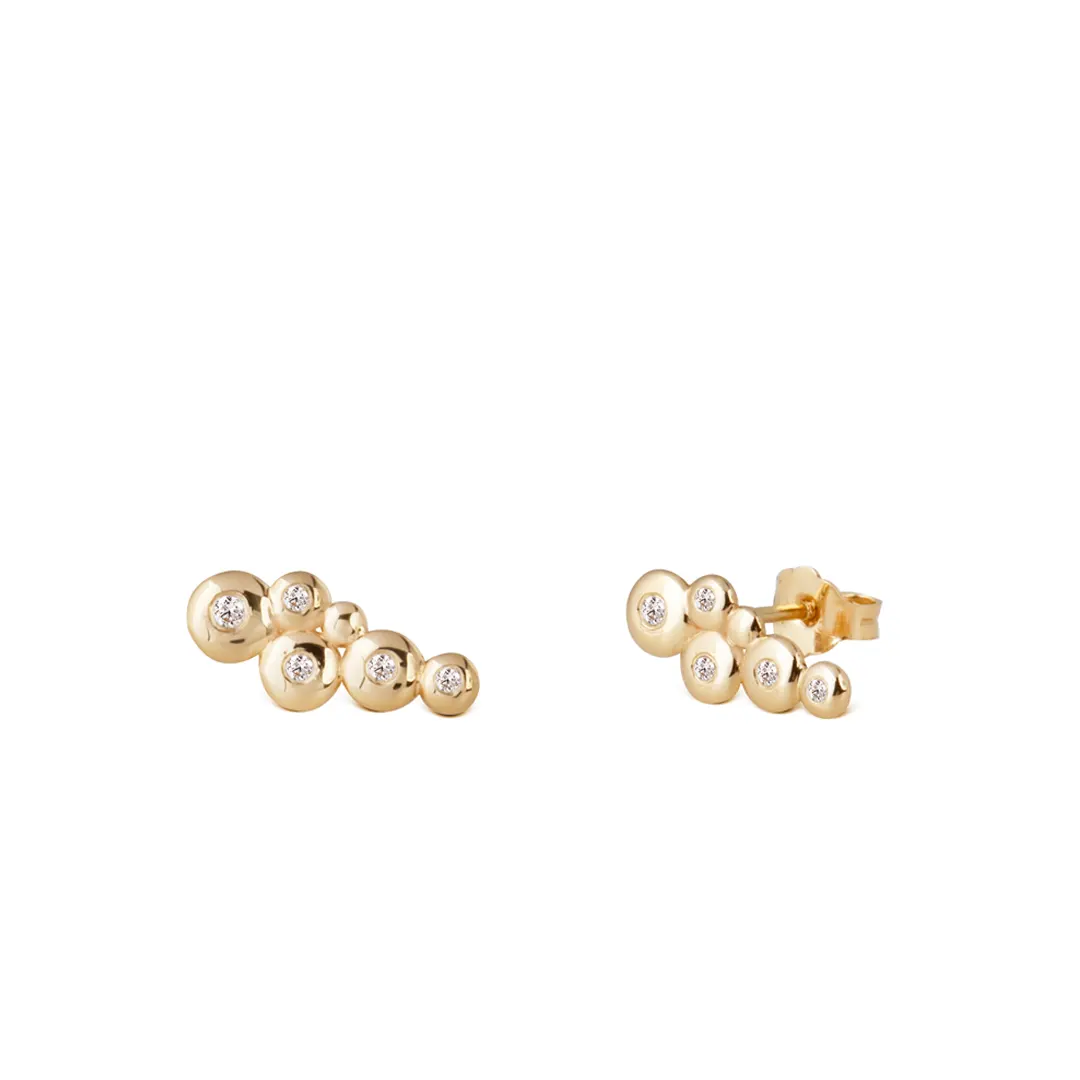 14K Gold Earrings with 5 "Bubble" Diamonds - Image 2