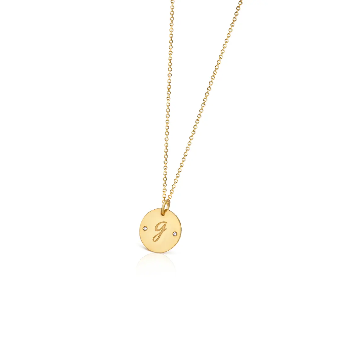 14K Gold Initial Disc Necklace, Small Size - Image 2
