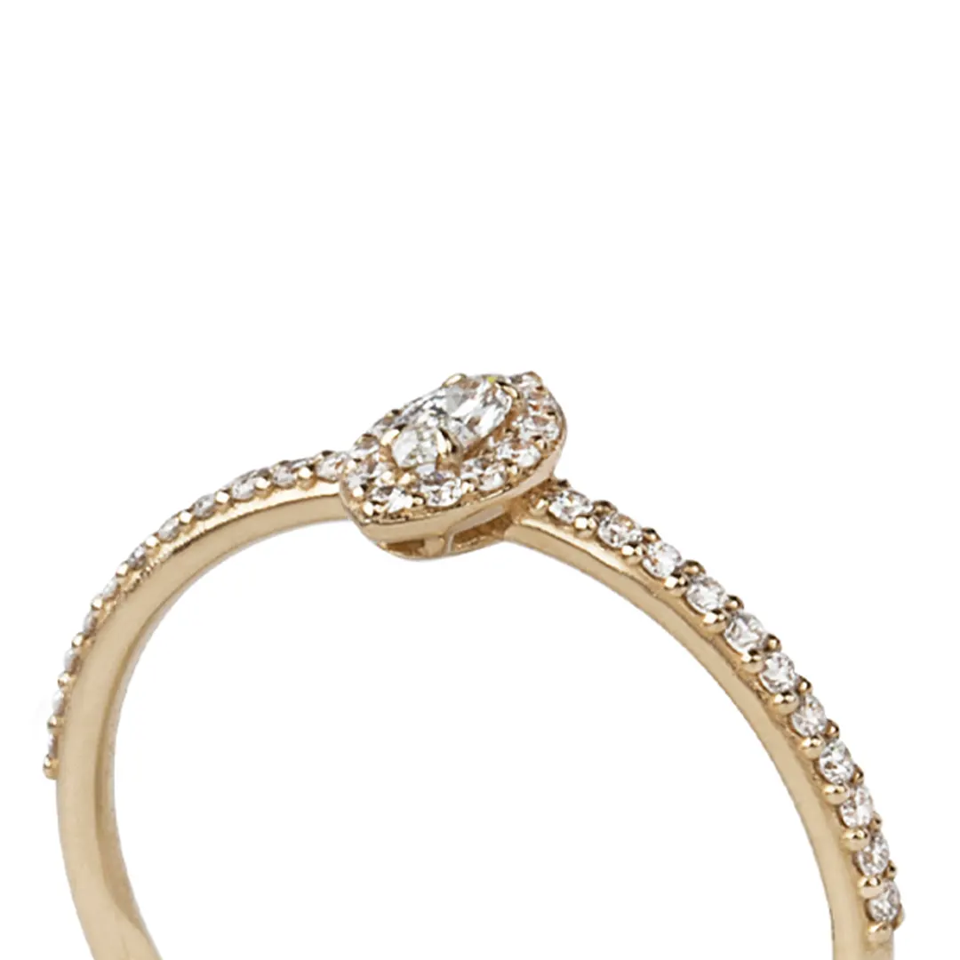 14K Gold Marquise Cut Diamond Ring with White Diamond Halo - Image 2