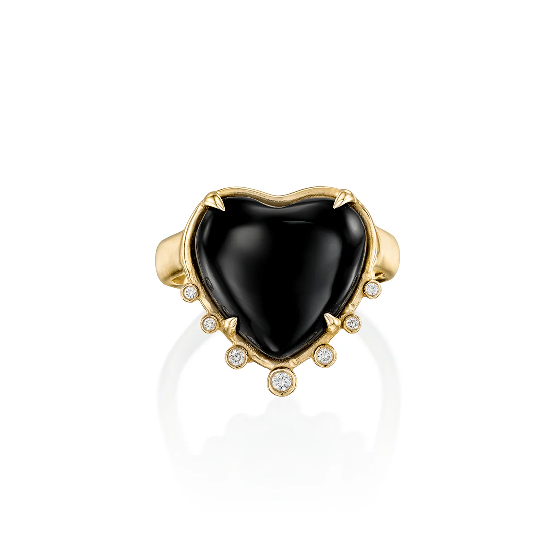 14K Gold Onyx Heart Ring with Diamonds