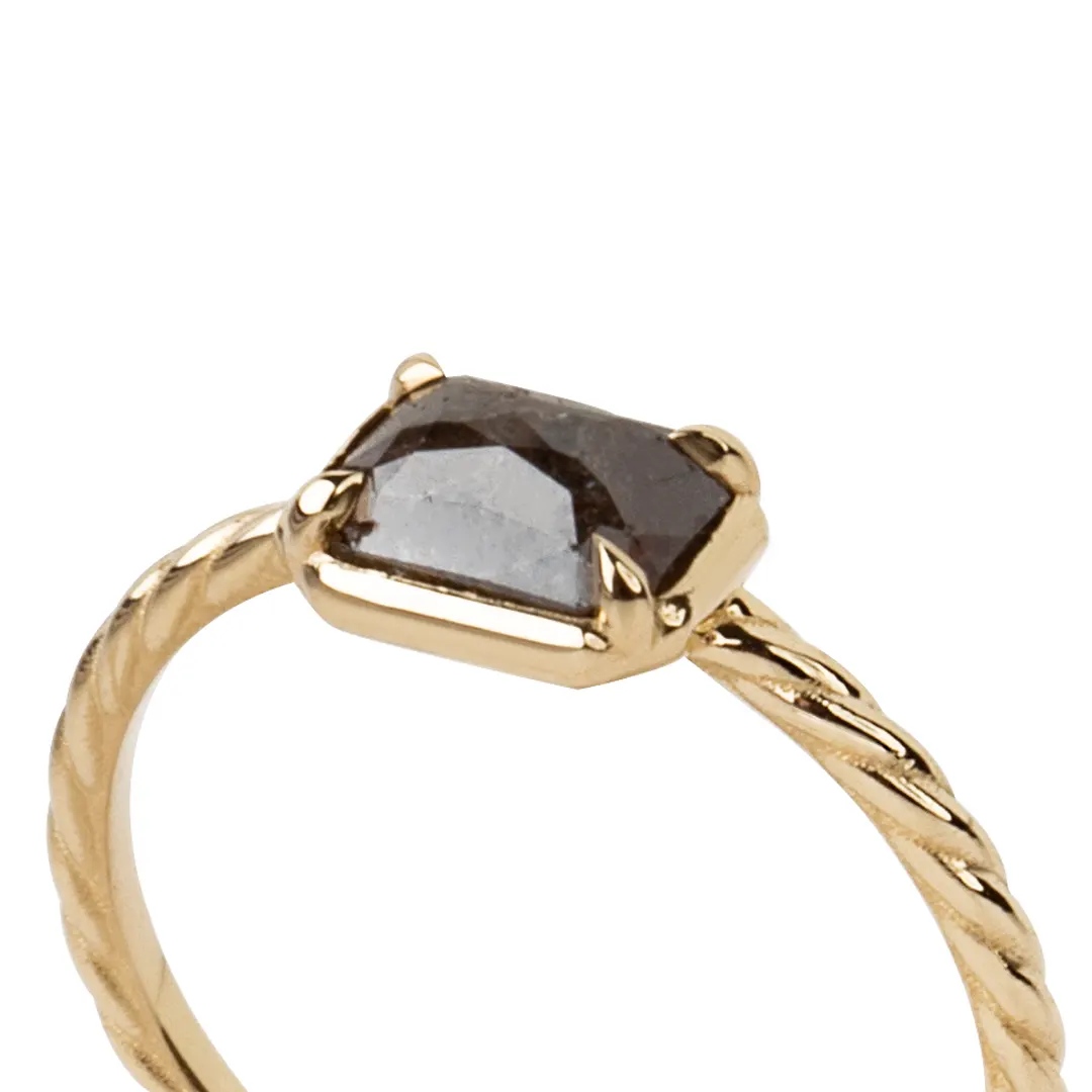 14K Gold Rectangular Rosecut Diamond Ring - Image 2