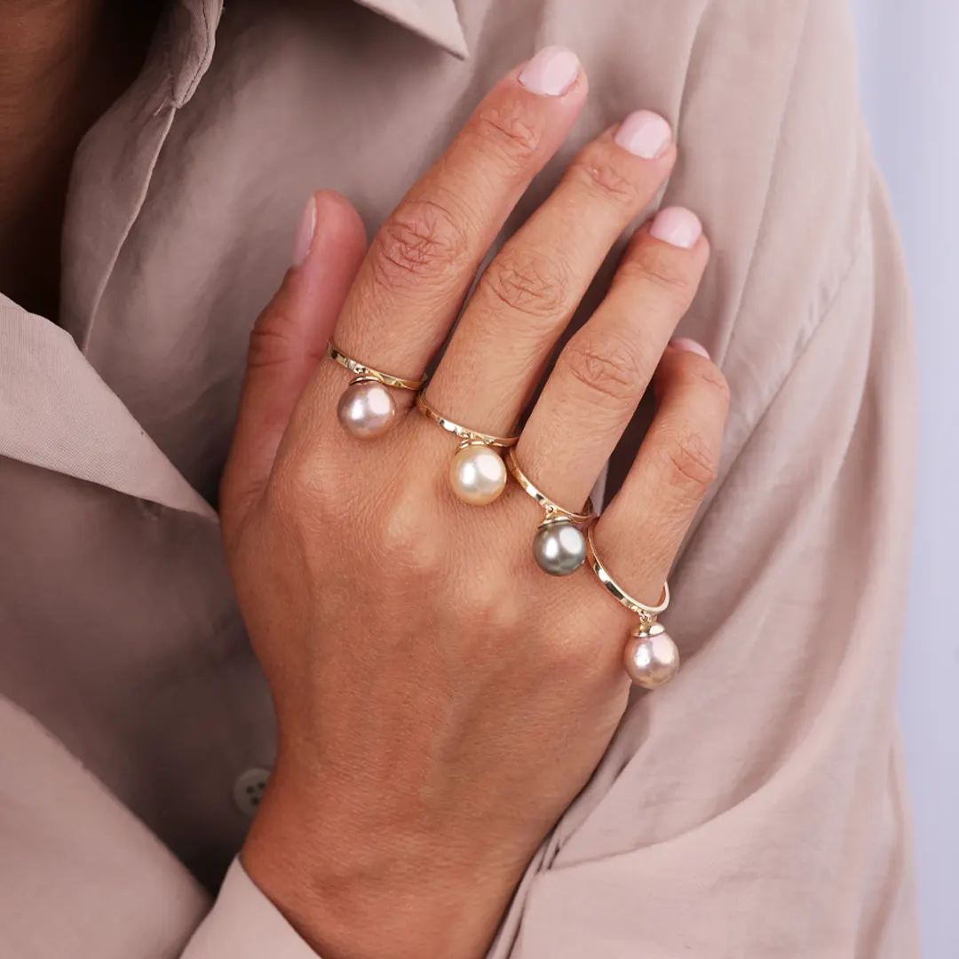 14K Gold Rose Baroque Pearl Ring - Image 2