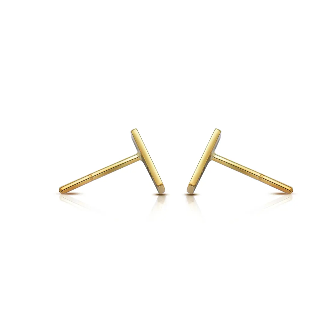 14K Gold Short Line Earrings - Image 3