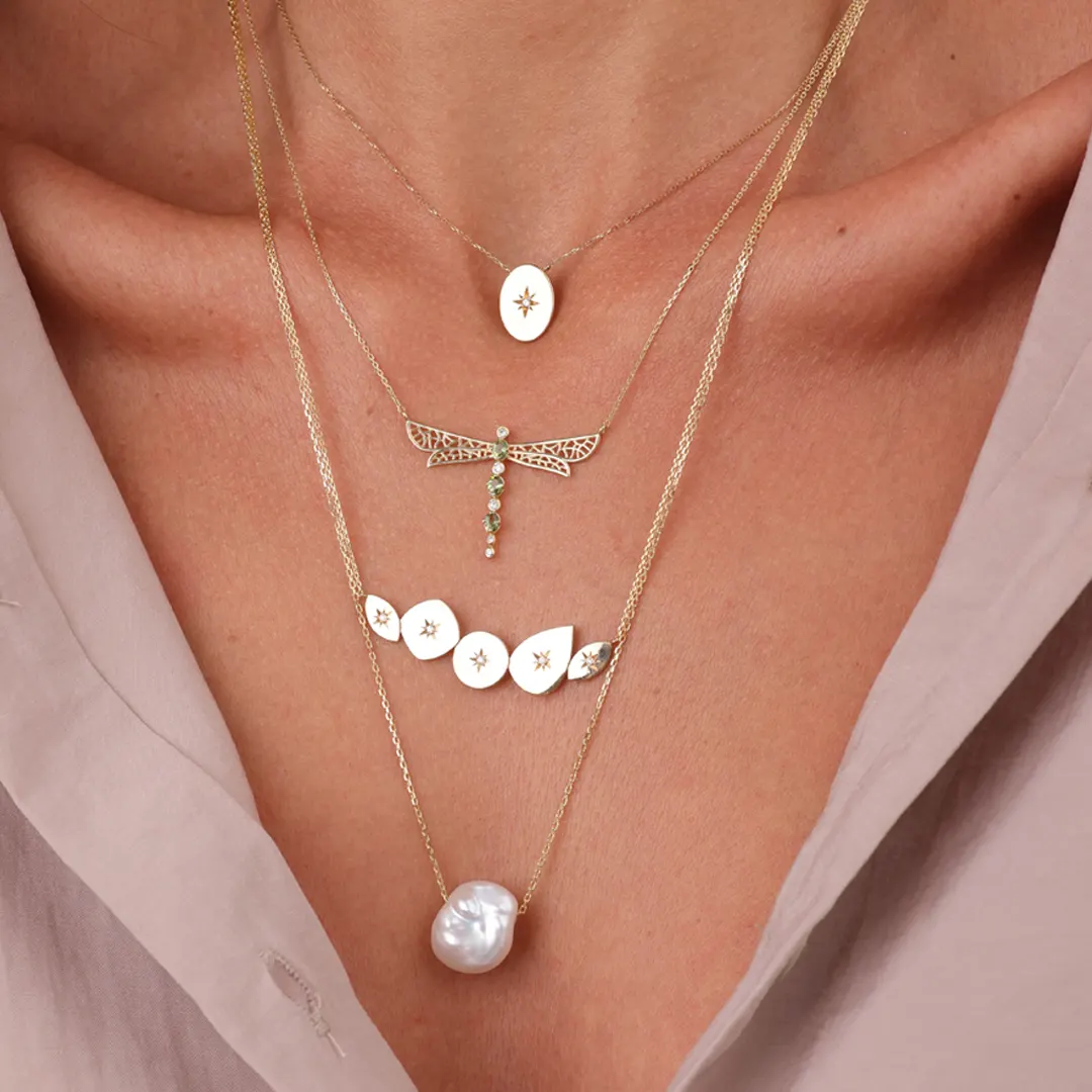 14K Gold, Single Big Pearl Necklace - Image 2