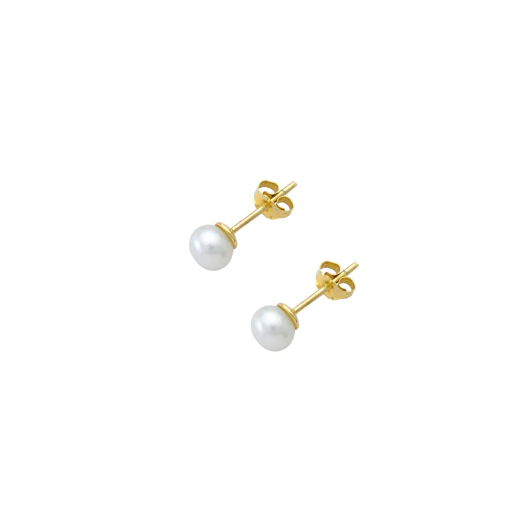 14K Gold small pearl stud earrings