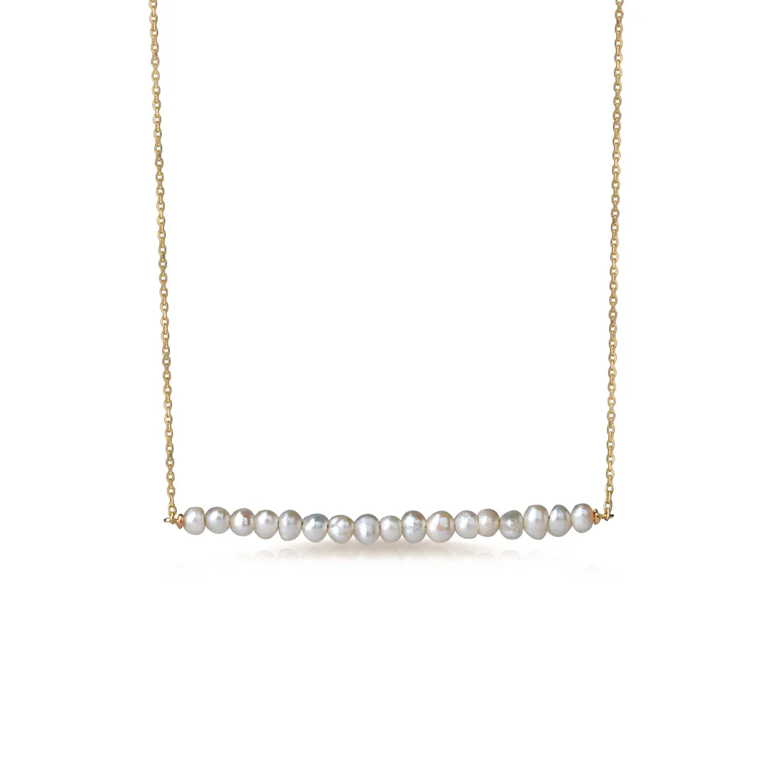 14K Gold, Tiny Pearls Necklace