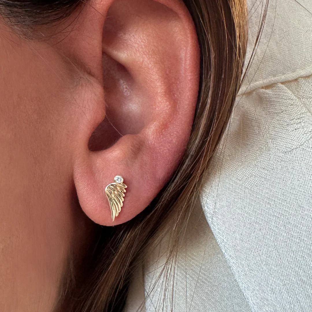 14K Gold Tiny “Wings” Talisman 2025 Earrings - Image 4