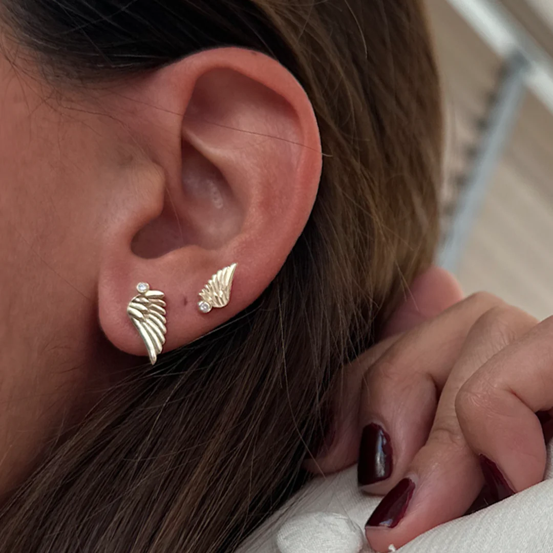 14K Gold Tiny “Wings” Talisman 2025 Earrings - Image 5