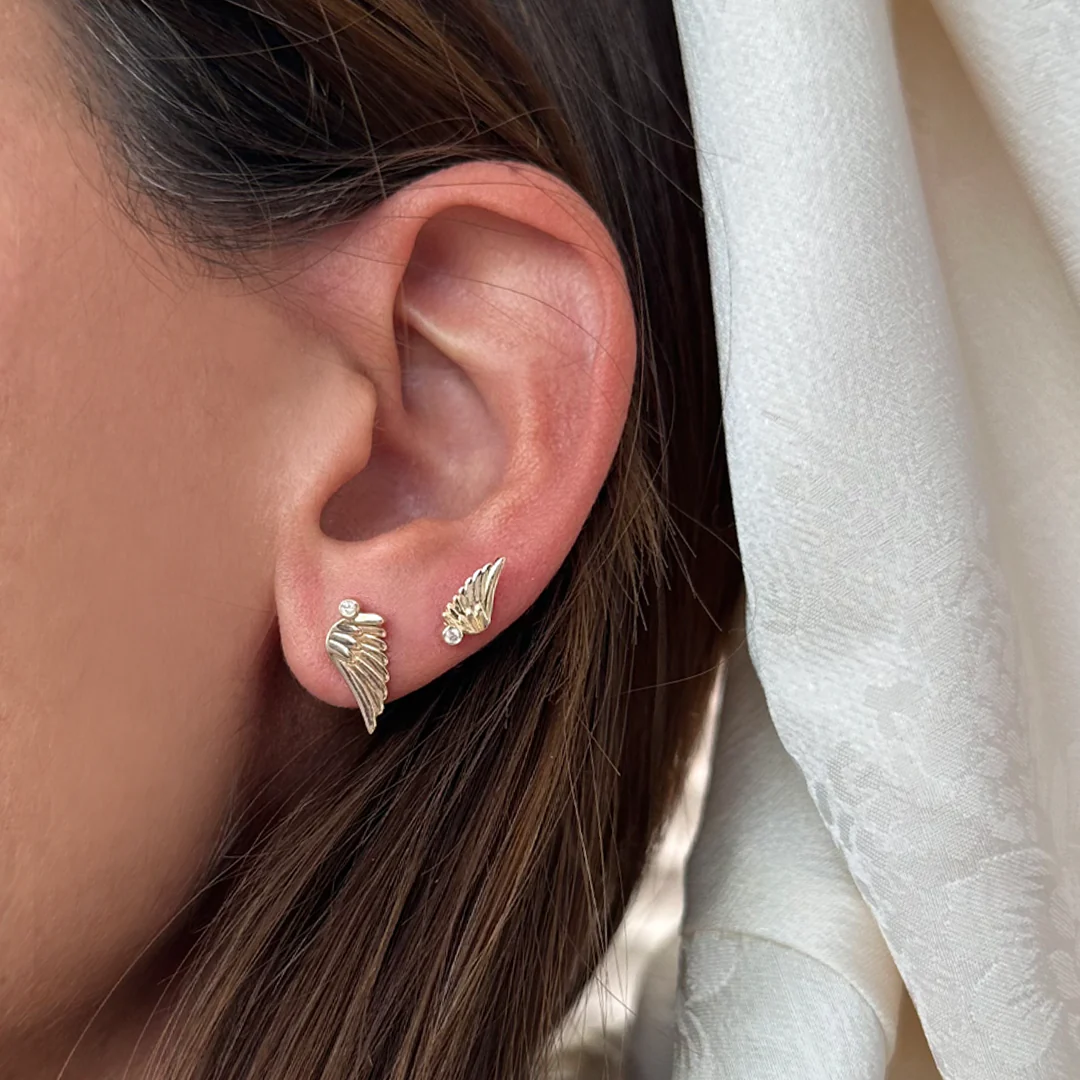 14K Gold Tiny “Wings” Talisman 2025 Earrings - Image 6