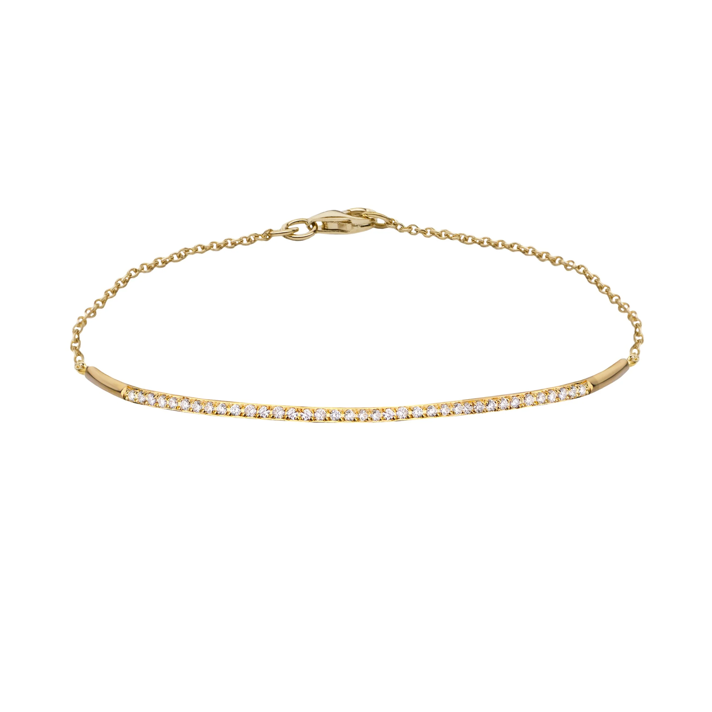 14K Gold Diamond Bar Bracelet with chain