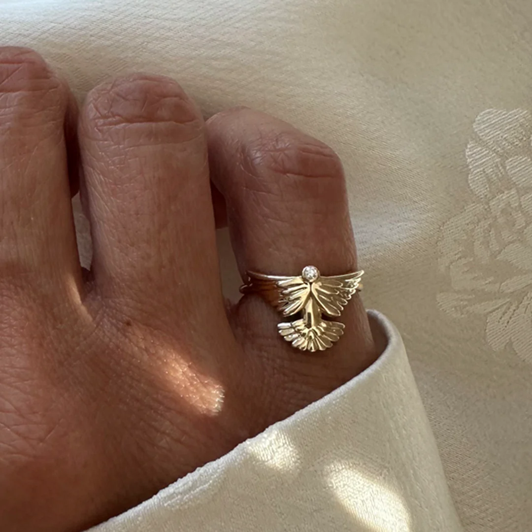 14K Gold "Wings" Talisman 2025 Ring - Image 2