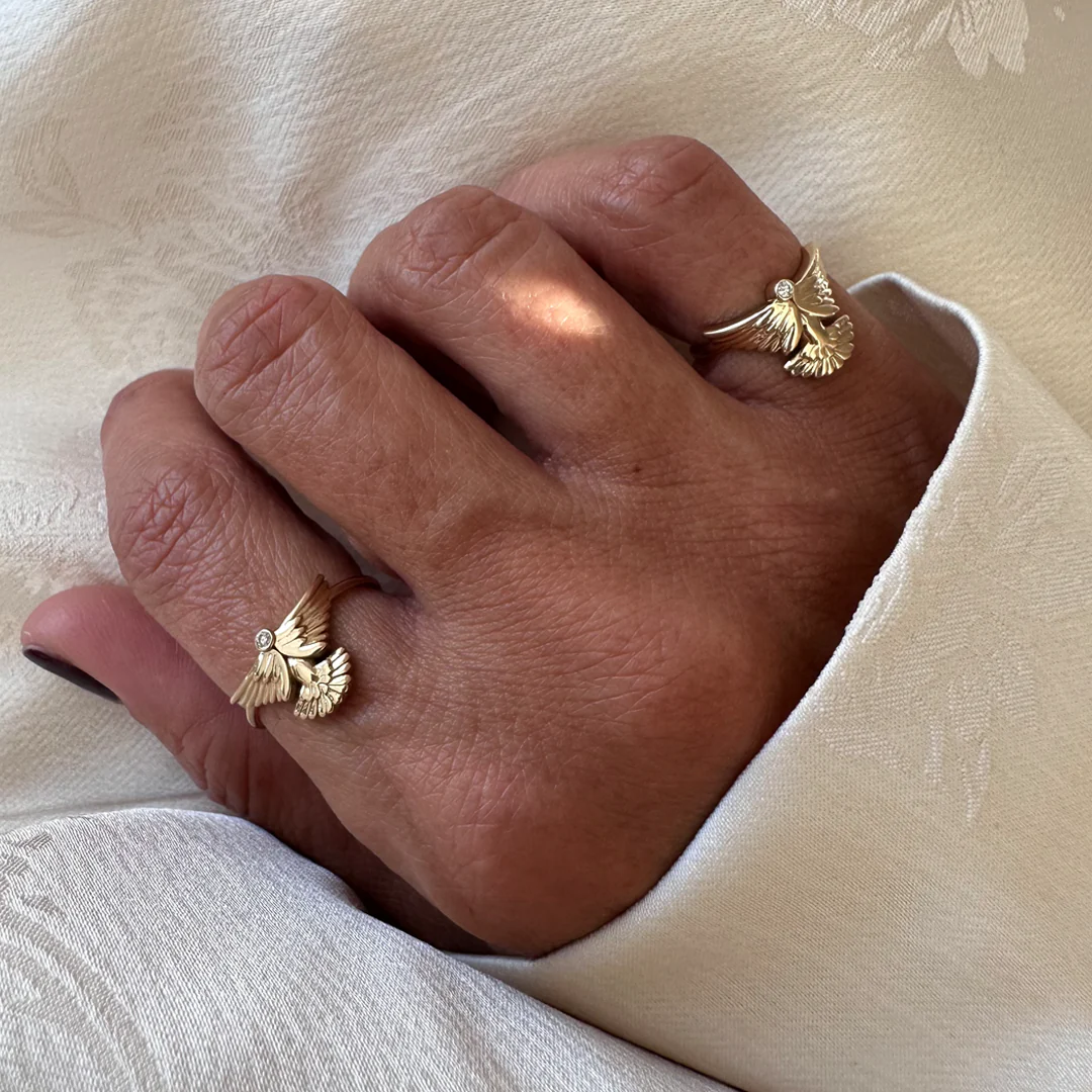 14K Gold "Wings" Talisman 2025 Ring - Image 3