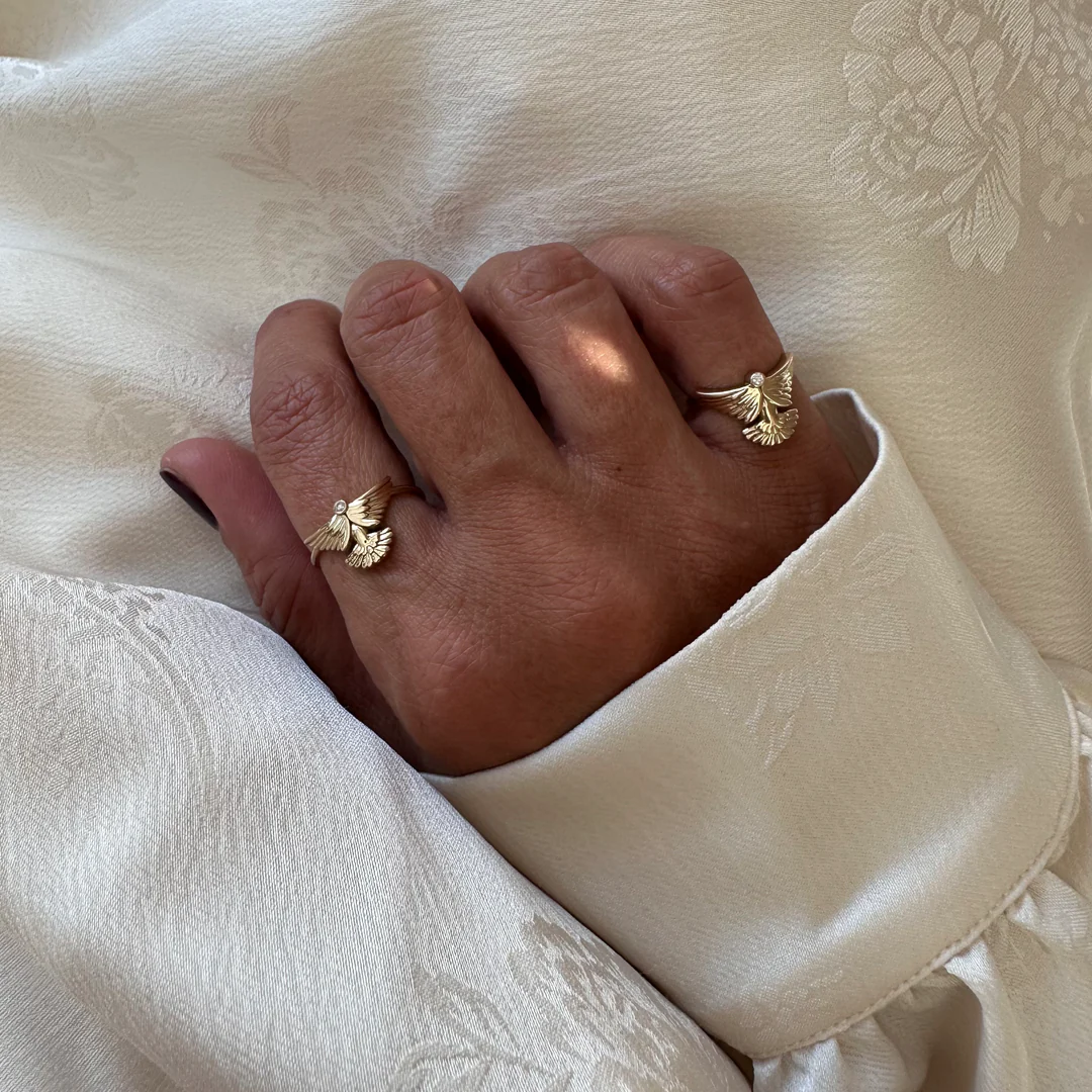 14K Gold "Wings" Talisman 2025 Ring - Image 5