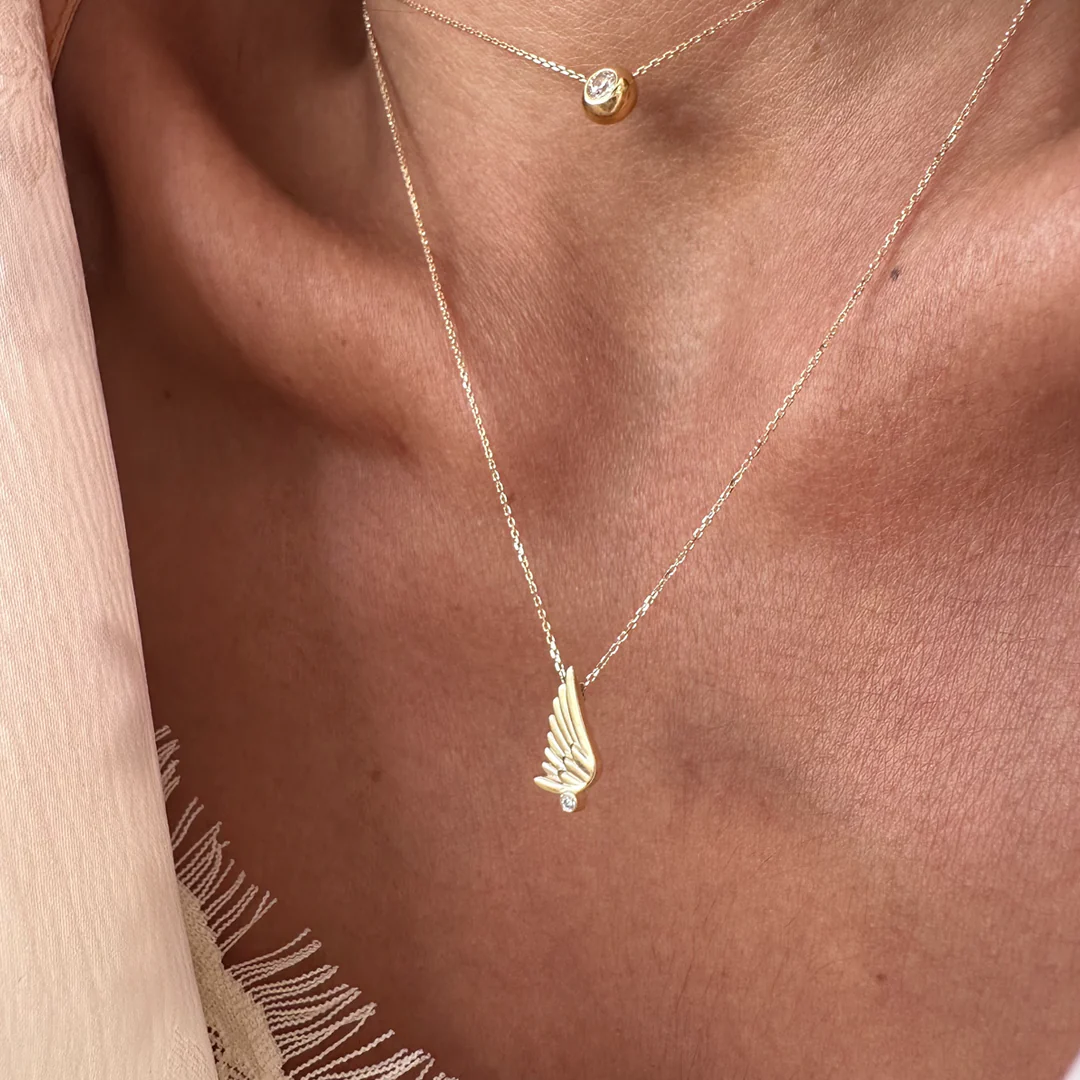 14K Gold "Wings" Talisman 2025 Tiny Necklace - Image 2