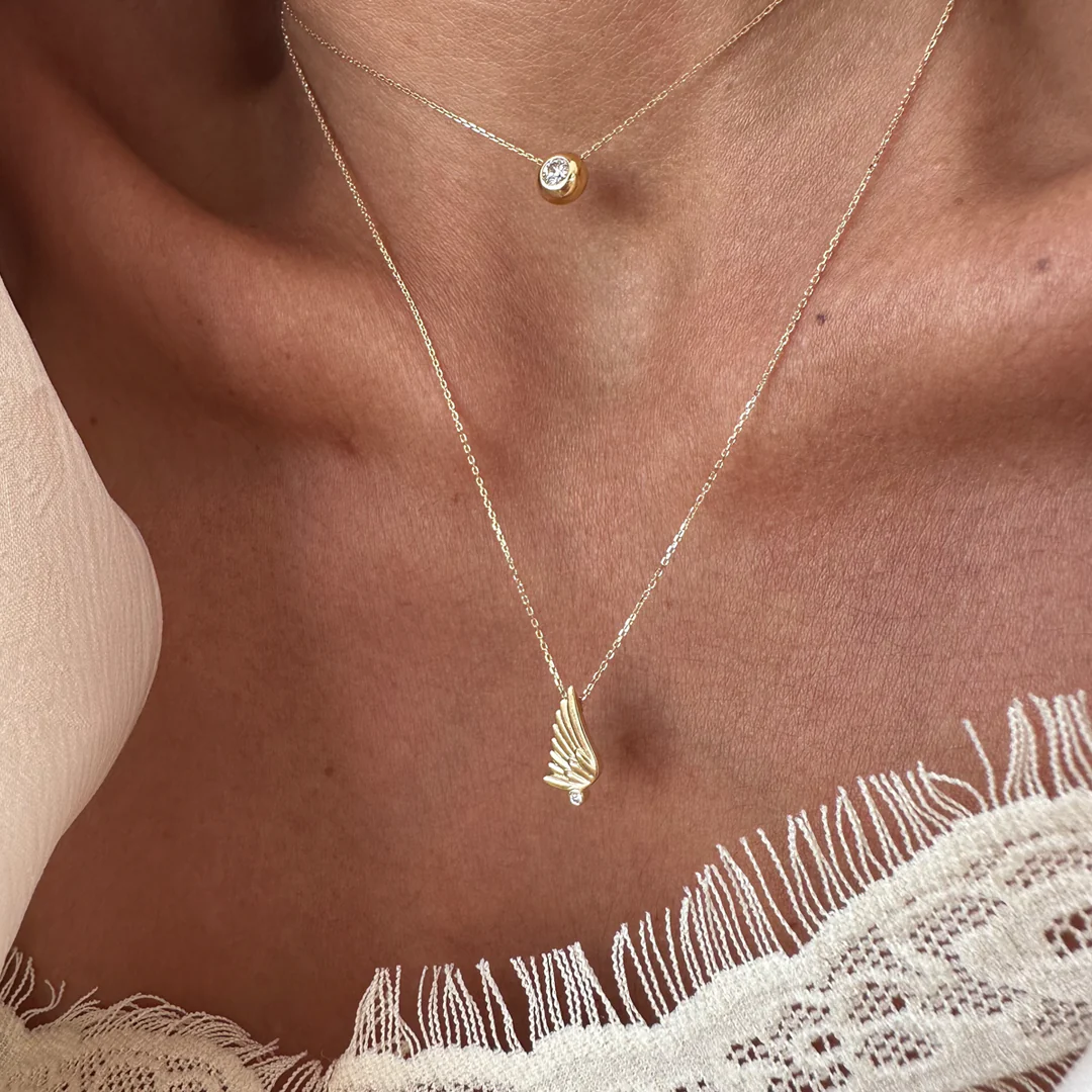 14K Gold "Wings" Talisman 2025 Tiny Necklace - Image 4