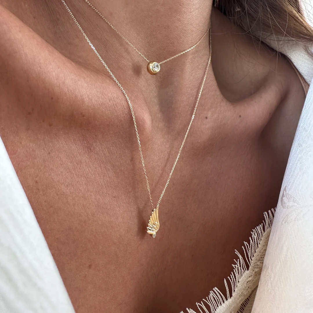14K Gold "Wings" Talisman 2025 Tiny Necklace - Image 5