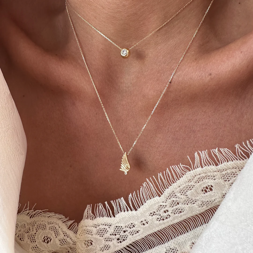 14K Gold "Wings" Talisman 2025 Tiny Necklace - Image 6