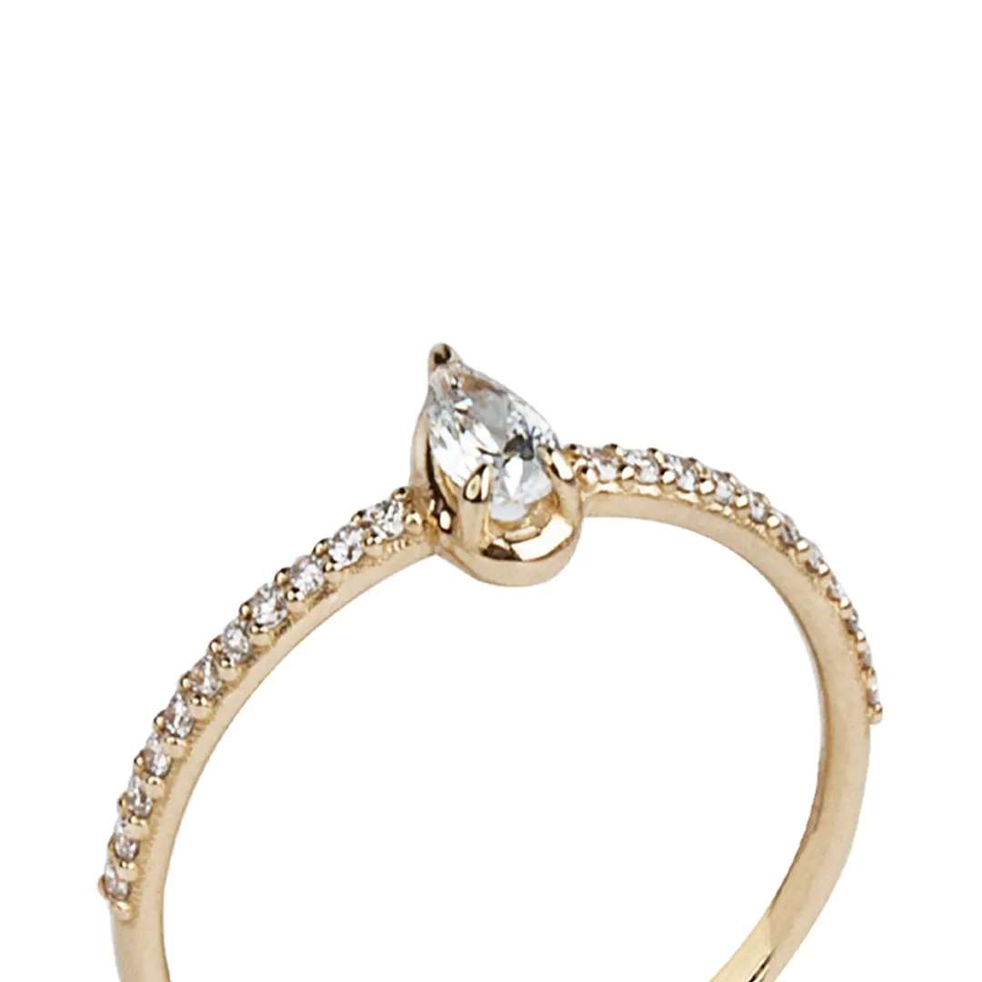 14K Gold Pear-Shaped Diamond Ring - Image 2