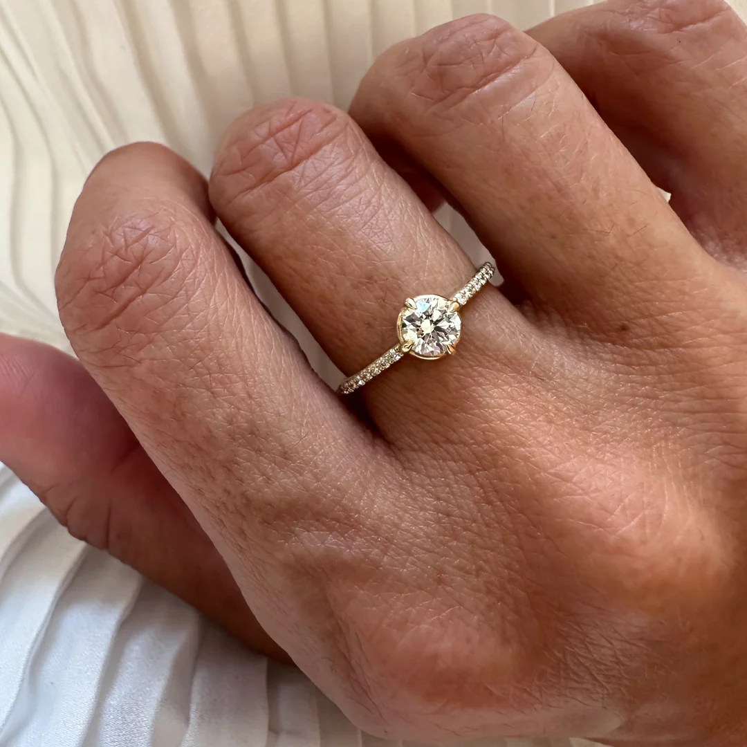 18Κ Yellow Gold Round Diamond Ring - Image 6