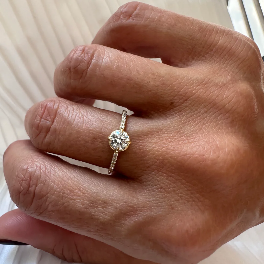 18Κ Yellow Gold Round Diamond Ring - Image 7