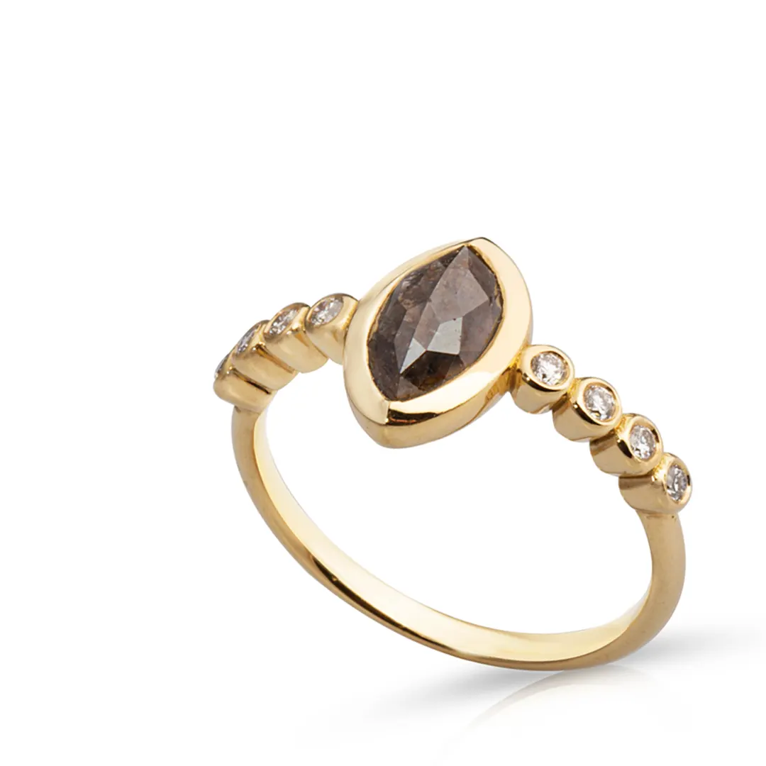18K Gold Marquise Rosecut Diamond Ring - Image 2