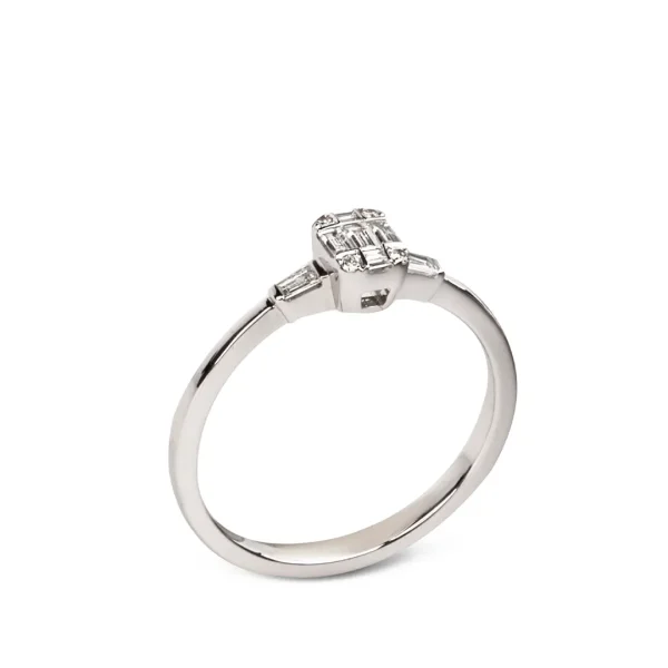 18K White Gold Diamond Ring with Invisible Setting
