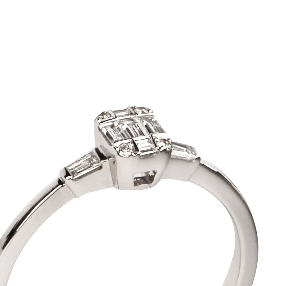18K White Gold Diamond Ring with Invisible Setting - Image 2
