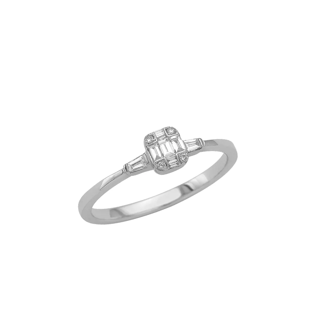18K White Gold Diamond Ring with Invisible Setting - Image 3