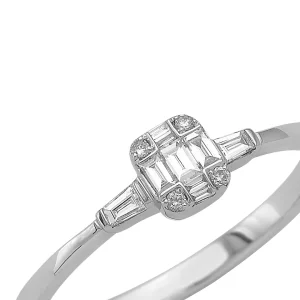 18K White Gold Diamond Ring with Invisible Setting - Image 4
