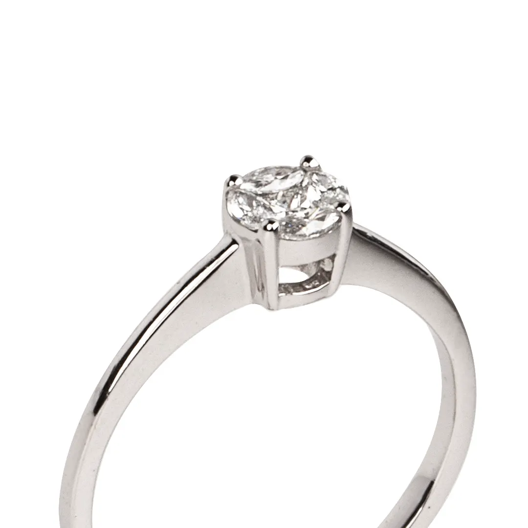 18K White Gold Round Diamond Ring with Invisible Setting - Image 3