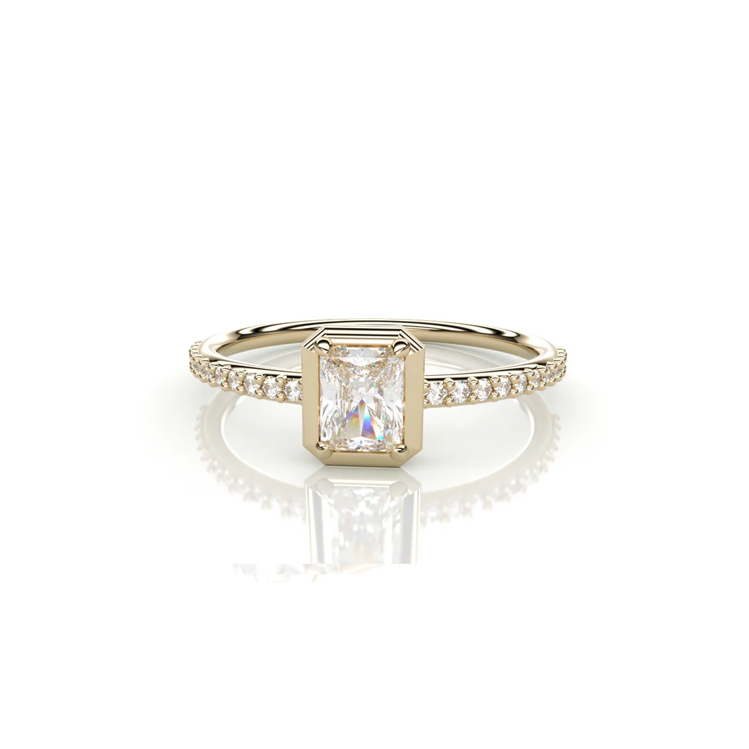 18K Yellow Gold Emerald Natural Diamond Ring