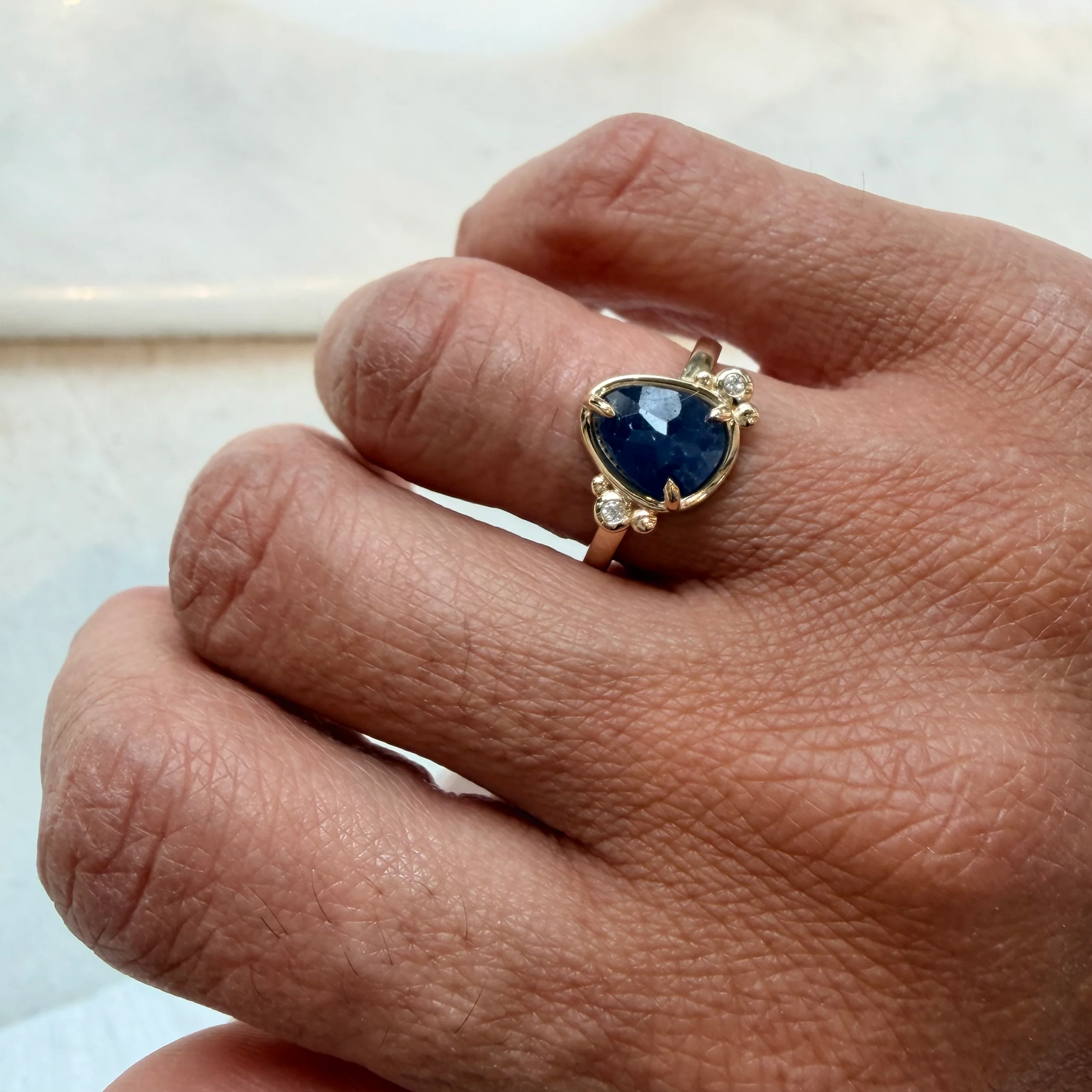 Midnight Vow β 14K Gold Ring with Sapphire & Diamonds - Image 4
