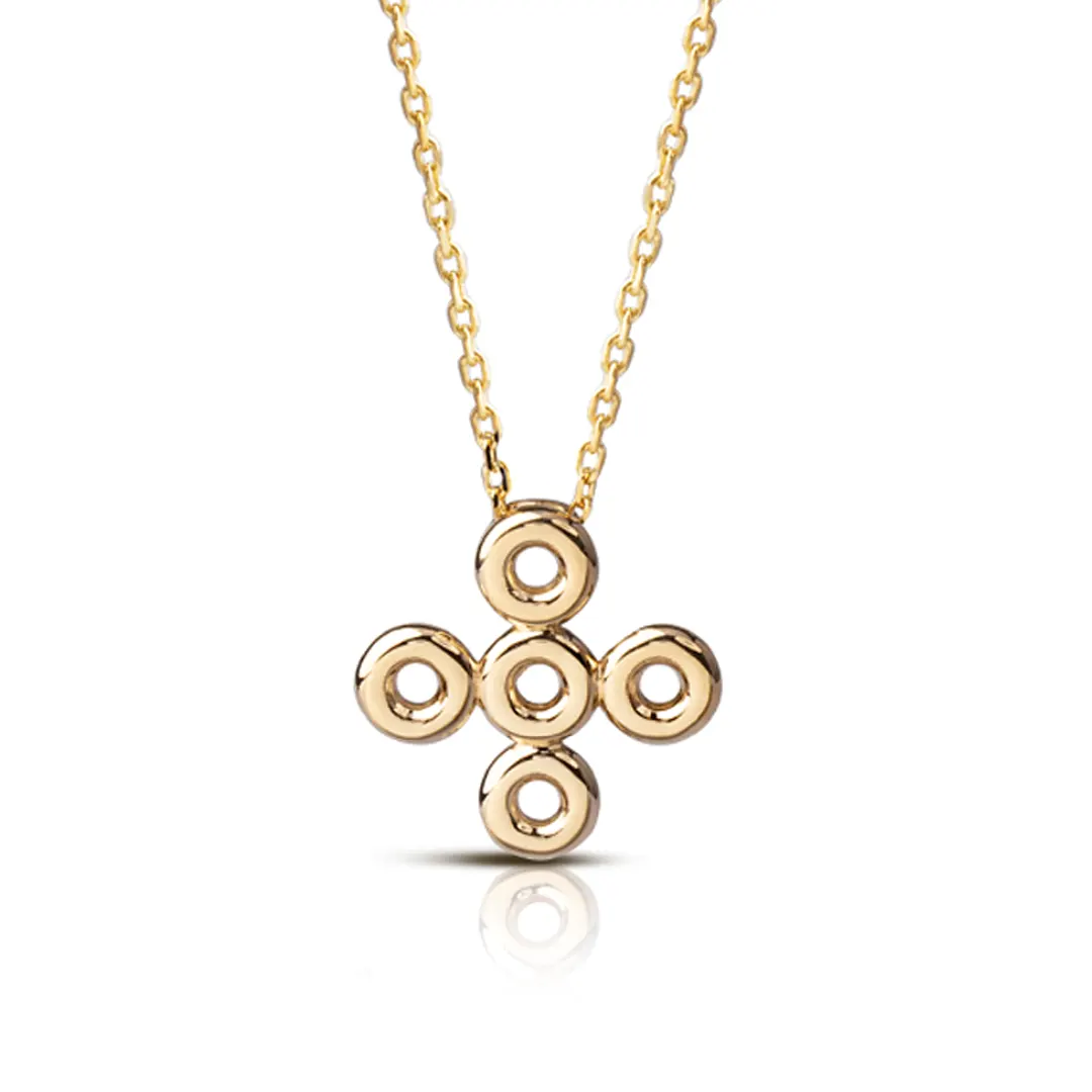 5 Circle Gold Cross Pendant