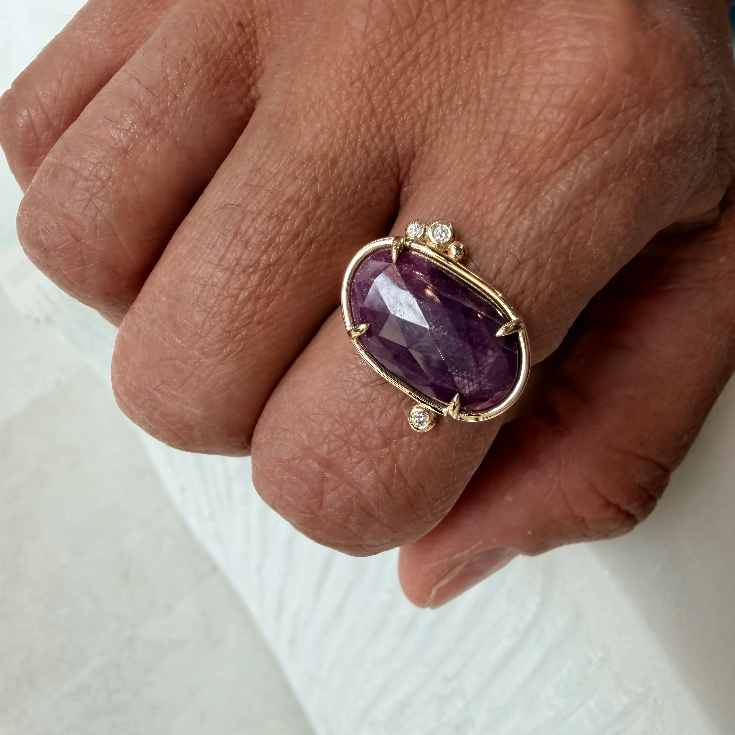 Velvet Oath– 14K Gold Ring with Ruby & Diamonds - Image 4