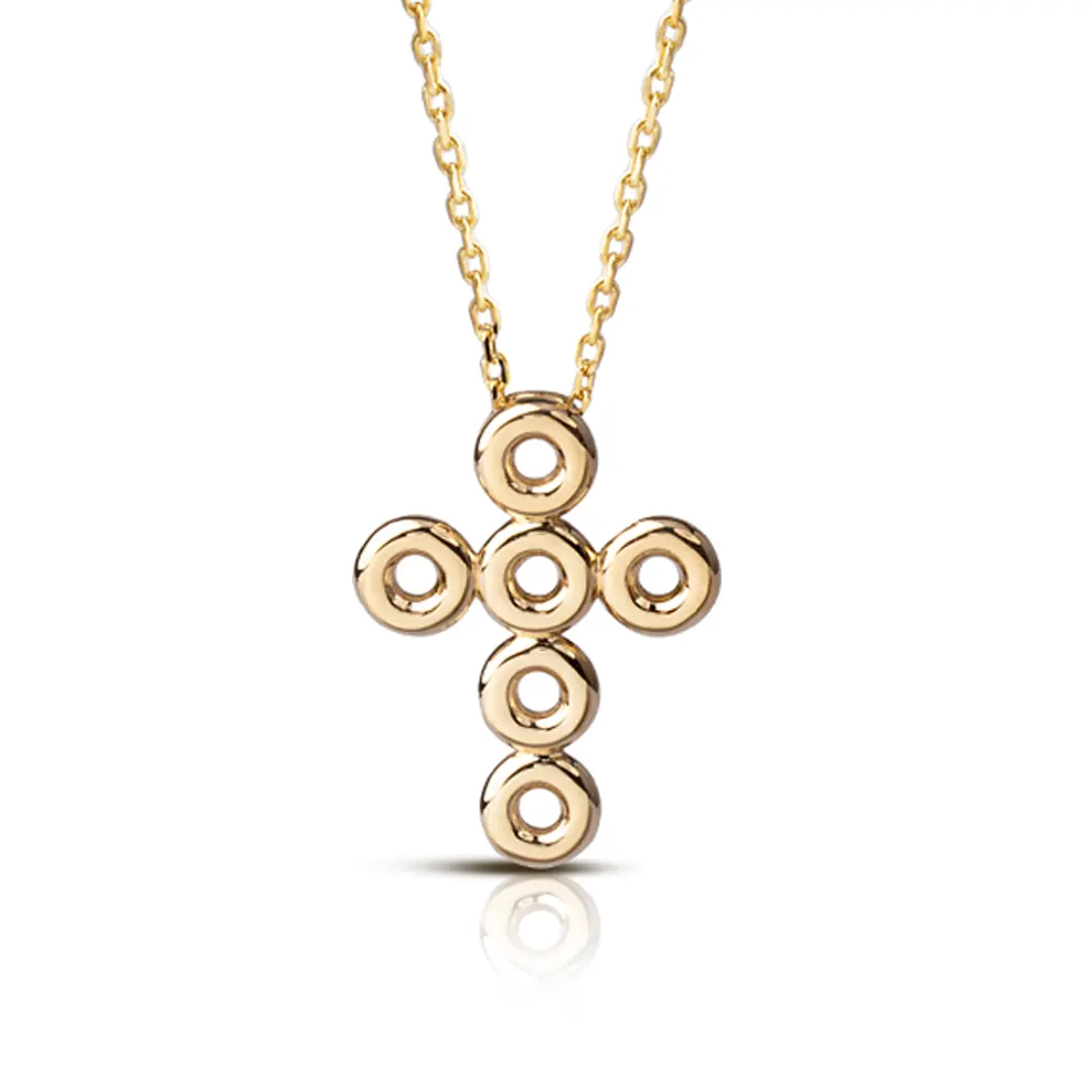 6 Circle Gold Cross Pendant