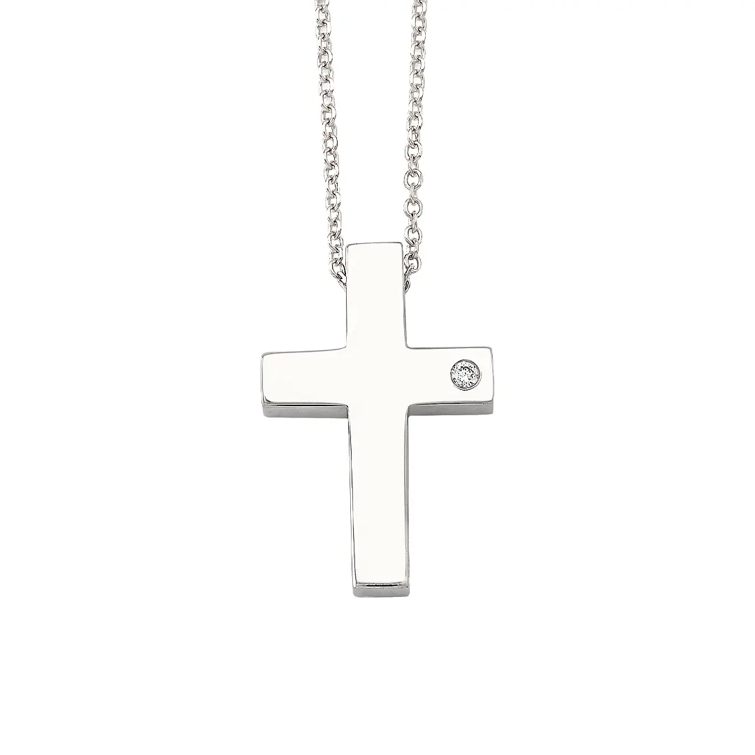 Classic Gold Cross Pendant with Diamond - Image 4