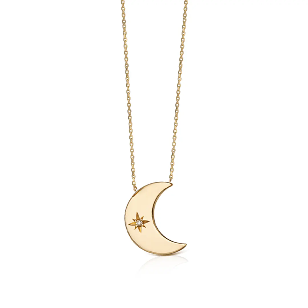 Crescent Moon Diamond Star Necklace (big) - Image 2